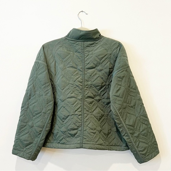 Fabletics Quilted Loft Jacket Green Full Zip Diamond Relaxed Bomber Size Small - Picture 9 of 14